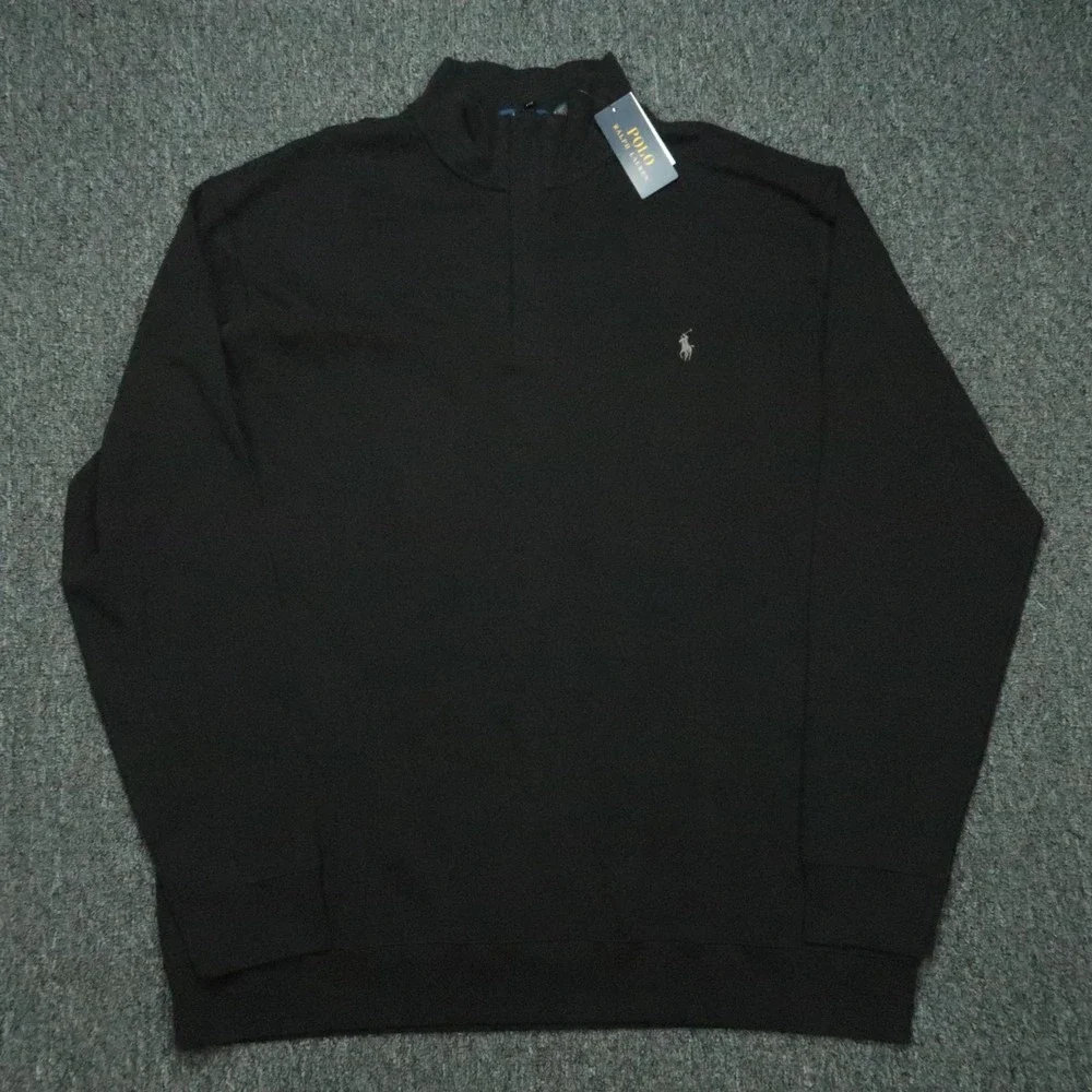 Polo Ralph Lauren Sweater‎ Men XXL Tall Black Double Jersey Quarter Zip 2XLT NWT